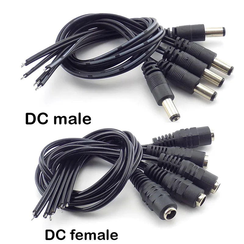 AC DC Female Male power Cable wire Connecter Jack Adapter Connectors for LED Strip CCTV Camera led strip lights Plug 5.5x2.1mm