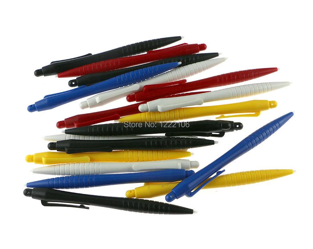 Caneta stylus de plástico multicolorida para wii, 2 peças, caneta pincel de toque grande para wii u 3ds 3dsxl ll nds ndsl