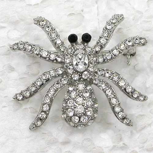 

60pcs/lot Mixed Color (Can Notes Color) Wholesale Fashion brooch Spider Rhinestone Pin brooches C101962