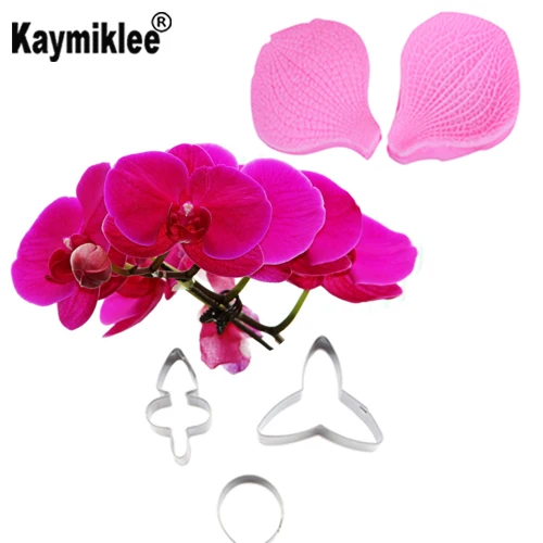 Orchid Petal Veiner &Cutter Flower Silicone Mold Gumpaste Sugarcraft Fondant Mould Cake Decorating Tools CS183 image 6