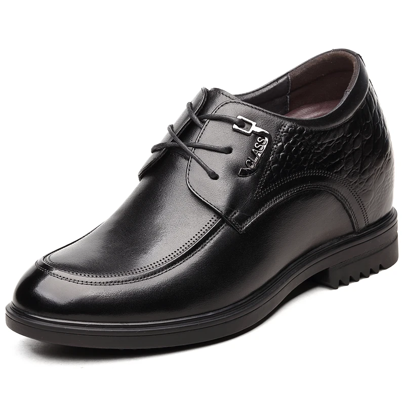 

Newest Classic Men's Genuine Leather Derby Shoes Invisibly Hidden Elevator Insole Height Increasing Shoes Get Taller 9CM