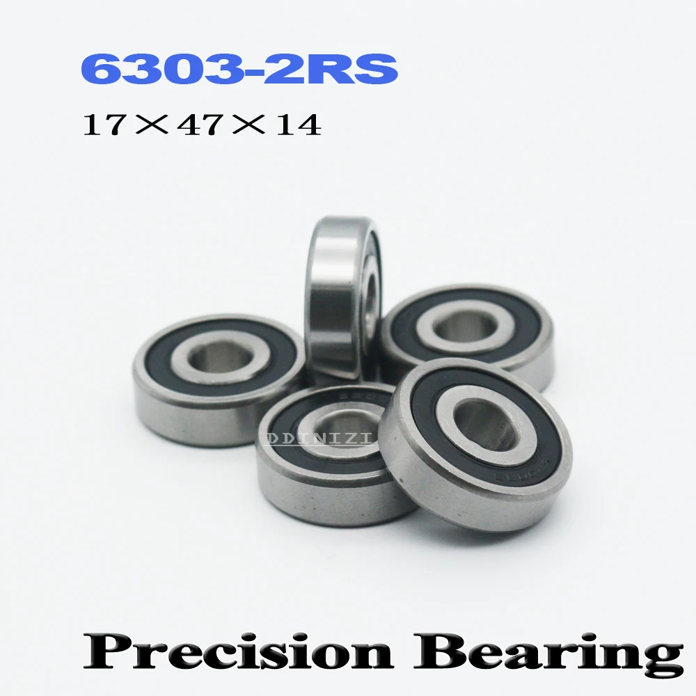 6303RS Bearing ABEC-3 17*47*14 mm Deep Groove 6303-2RS Ball Bearings 6303RZ 180303 RZ RS 6303 2RS EMQ Quality  (2 PCS)