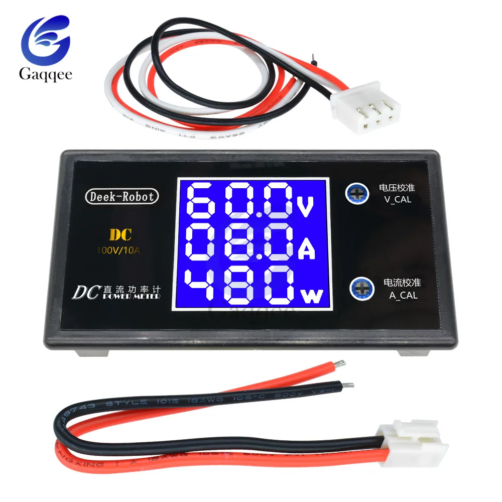 LCD Digital Voltmeter Ammeter Wattmeter Voltage Current Power Meter Volt Detector Tester Monitor 48V 60V 72V DC 0-100V 10A 1000W