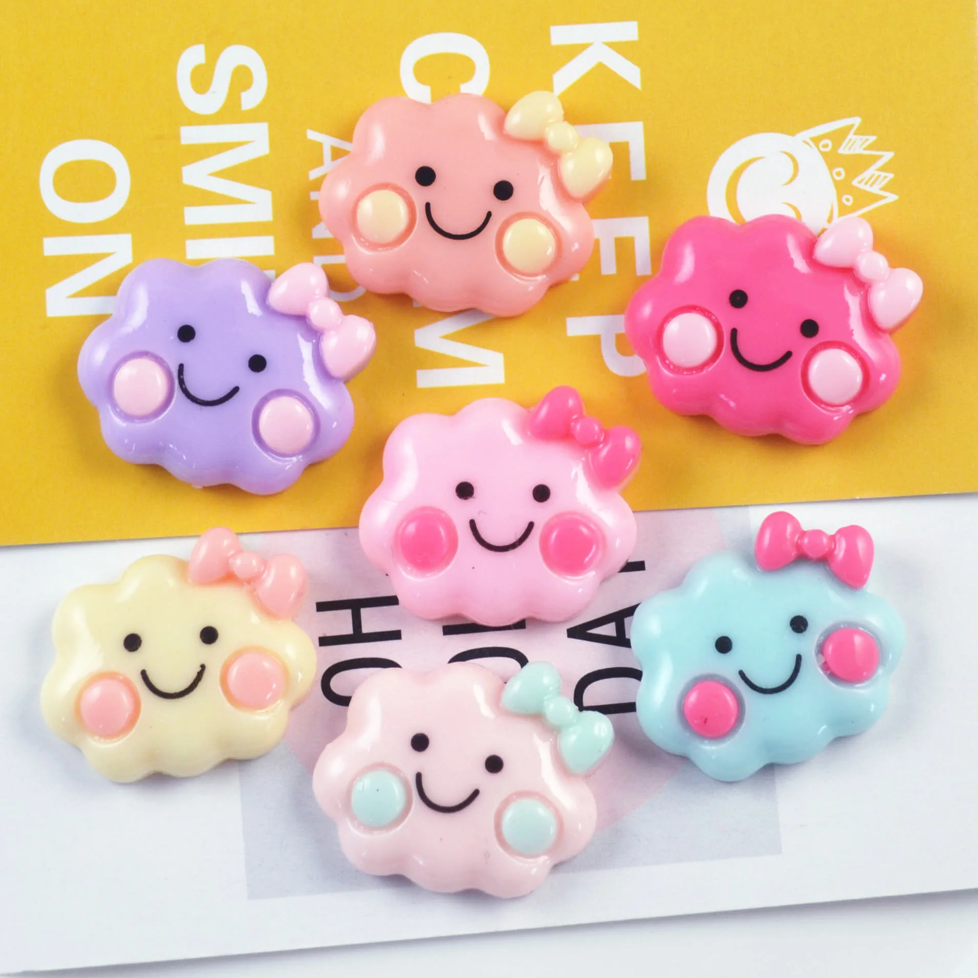 10pcs  accessories cream following pencil case receive a case of diy accessories cartoon smile clouds decoration materials