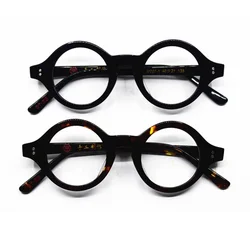 Hand Made Eyeglass Frames Vintage small 40mm Round Glasses For Men Acetate unisex Optic Myopia Eyewear Prescription Glasses