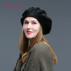 LILIYABAIHE Classic style Women hat  angora Solid Color Beret Soft Loose and comfortable high quality hat  Suitable for any age