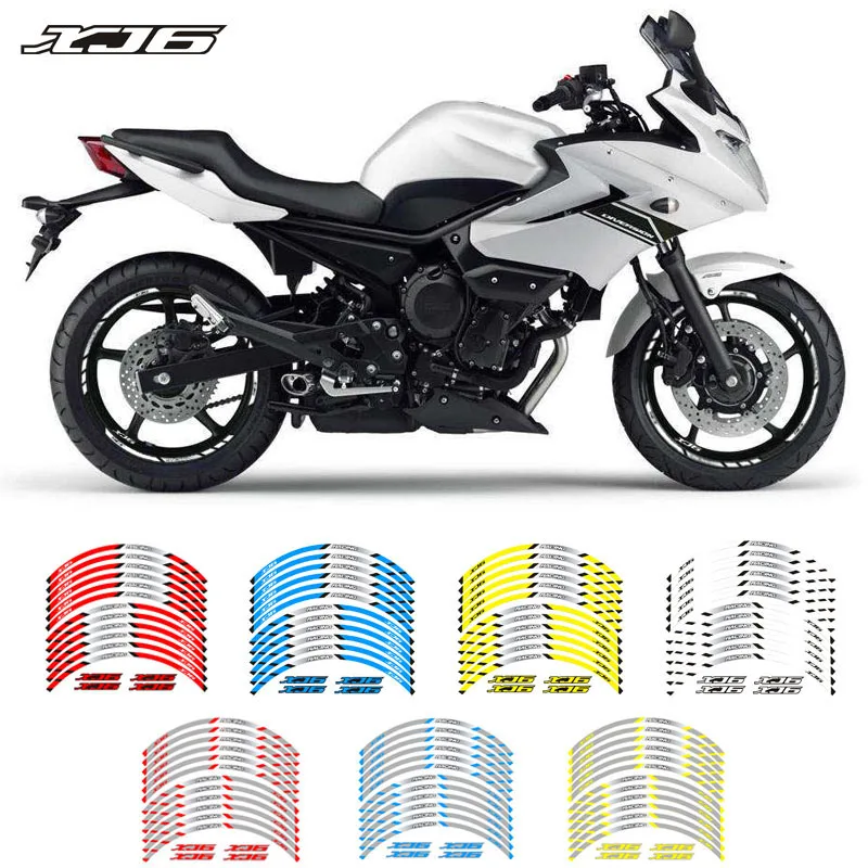 Motorcycle front and rear wheels Edge Outer Rim Sticker Reflective Stripe Wheel Decals For YAMAHA XJ6