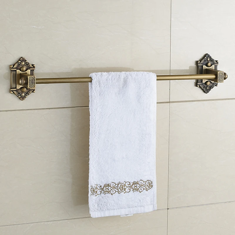 

Vidric Towel Bars Single Rail Antique Solid Brass Wall Shelf Towel Rack Hanger Bath Shelves Bathroom Accessories Towel H