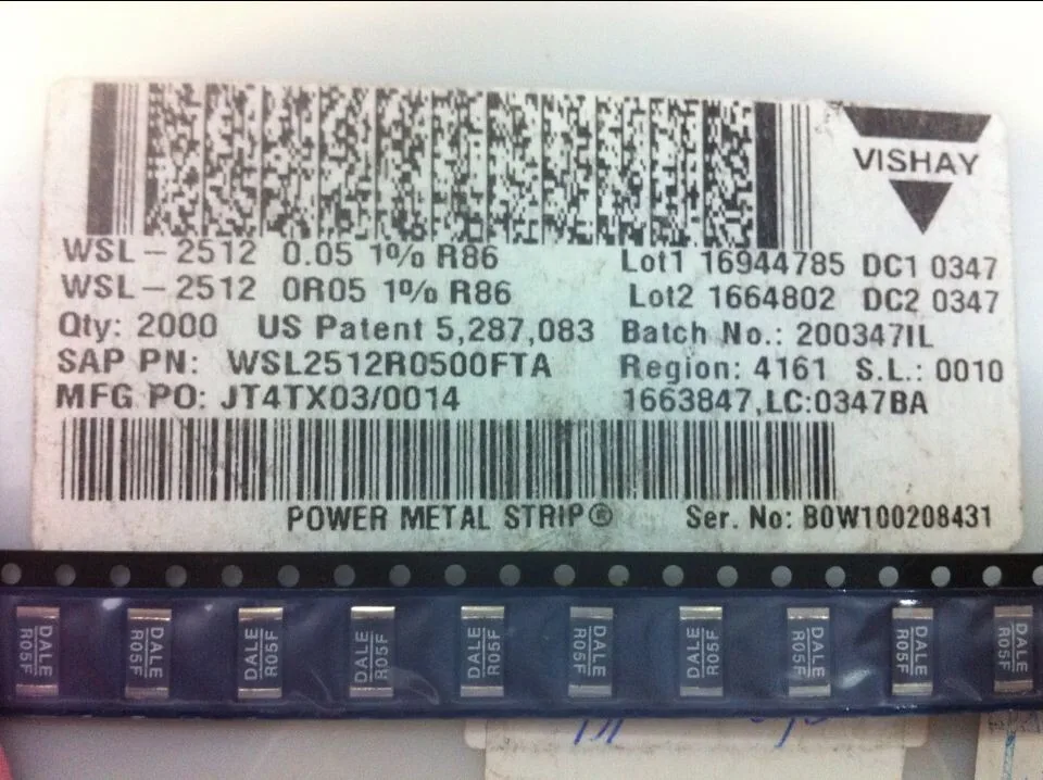 

20PCS/LOT WSL2512R0500FTA V1shay DALE R05F 2512 0.05R 1% 1W Alloy resistance