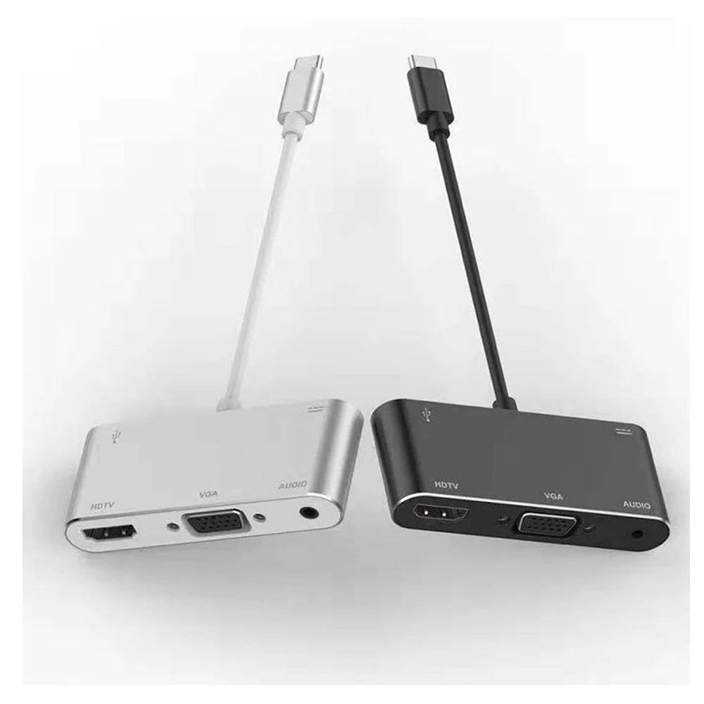 Type-C To HDMI/VGA/USB3.0HUB/PD/Audio Converter Adapter Cable Mobile Screen U Disk Read