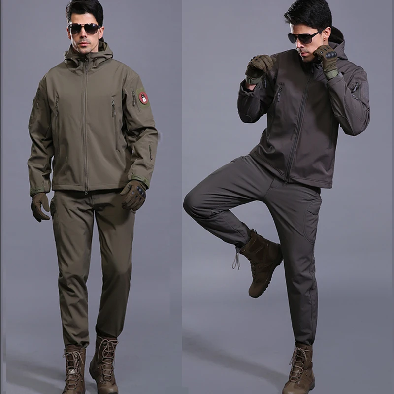 Outdoor Shark Skin Stalker Soft Shell Fleece Military Tactics Male Warm Combat Multi-purpose Waterproof Windproof Jacket 19color