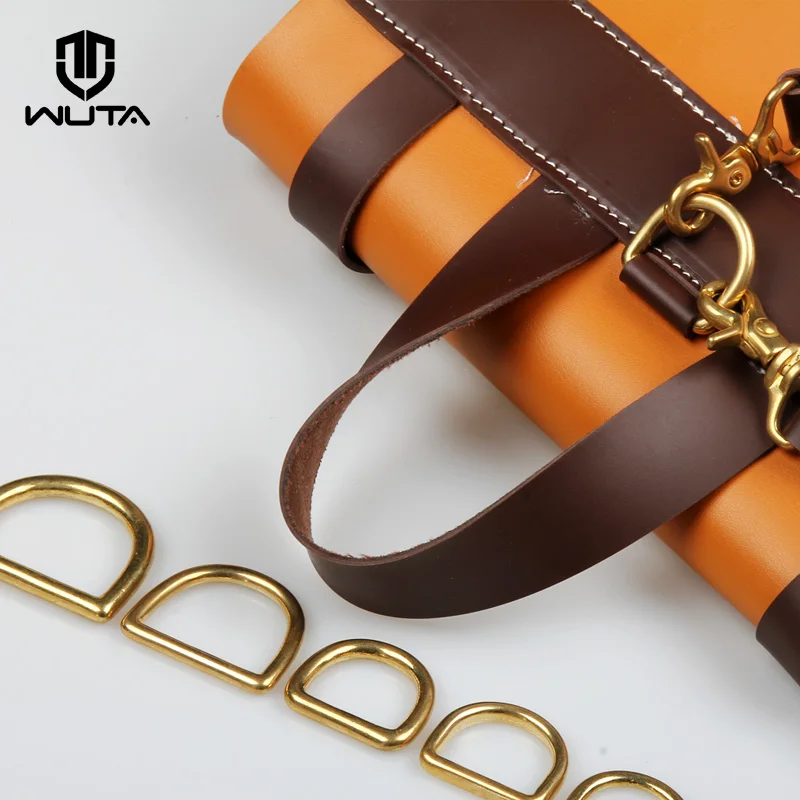 WUTA Solid Brass Cast Rigging Dee Ring Saddle Dog Collar Strap Harness Dees DIY Bag luggage hardware Leather Accessories 2/10pcs