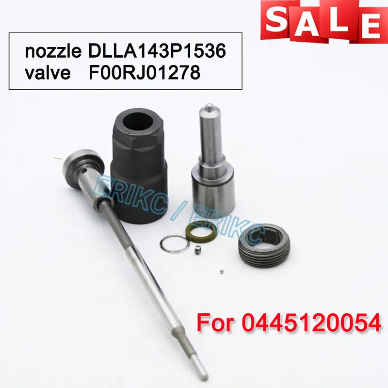 ERIKC 0445120054 0986435545 Diesel Fuel Injector Overhaul Repair Parts Nozzle DLLA143P1536 Valve F00RJ01278 For Bosch CASE IVECO