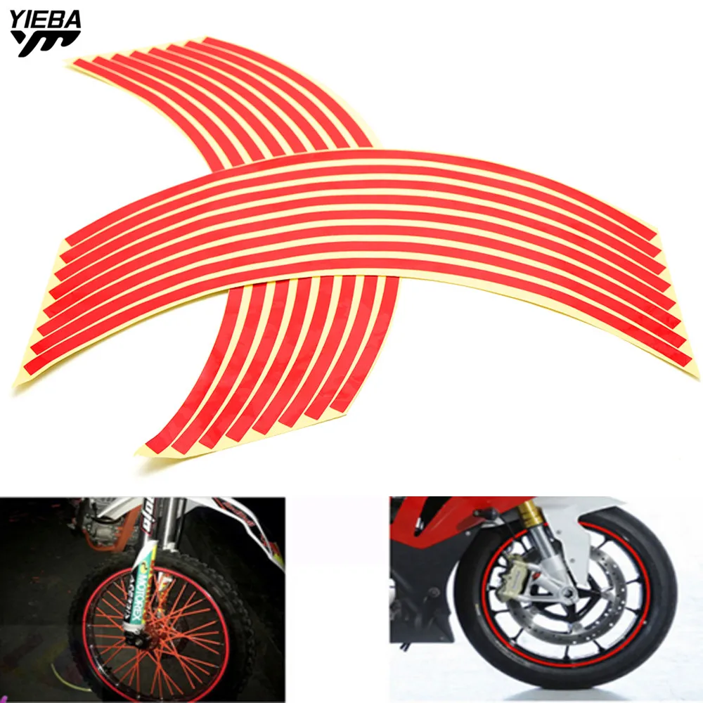 

16 Strips Wheel Sticker Reflective Rim Stripe Tape Bike Motorcycle 17 18inch Stickers for honda CB1000R CBR600RR CBR125R CB600F