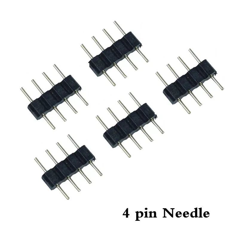 10PCS 5pin RGBW / 4pin RGB Connector 5 pin / 4 PIN needle male type double 5pin for 5050 3528 RGB RGBW RGBWW LED strip connector