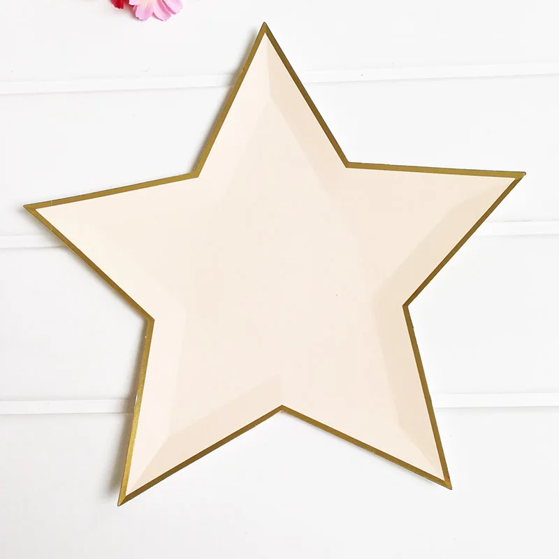 8Pcs Star Paper Plates Party Decoration Disposable Tableware for Dinner Cakes Birthday Wedding Party Supplies