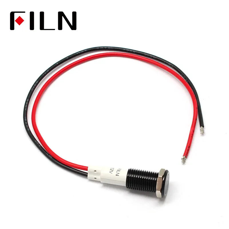 FILN 10 millimetri Auto cruscotto simbolo di alimentazione led rosso giallo verde bianco blu 12 v led indicatore di luce con 20 centimetri cavo