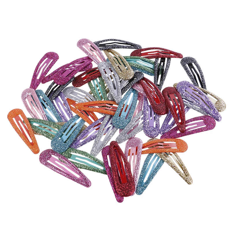 10pcs/lot Fashion Hair Clips Snap Glitter Hairpins Women Hair Barrette Metal Claw Clip Cute Kids Hairgrip Girl Hair Accessories