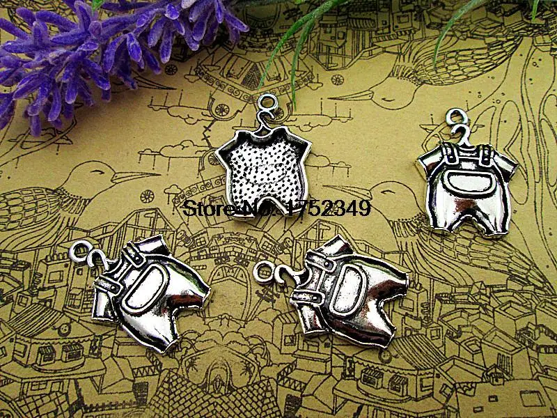 20pcs--Baby clothes Charms, Antique Tibetan silver Baby Overall Pants Trousers charm pendants 22x16mm