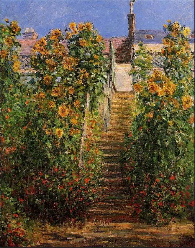 

High quality Oil painting Canvas Reproductions The Steps at Vetheuil (1881) By Claude Monet hand painted