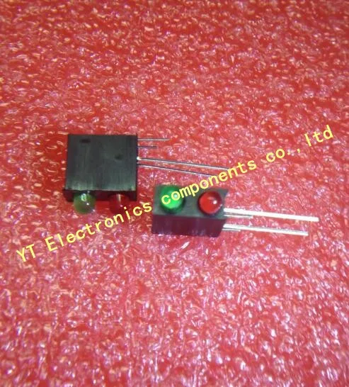 100PCS LED lamp holder with lights, 3MM red and green highlighting, (Block 2 black square holes lamppost) 90 degree bend legs