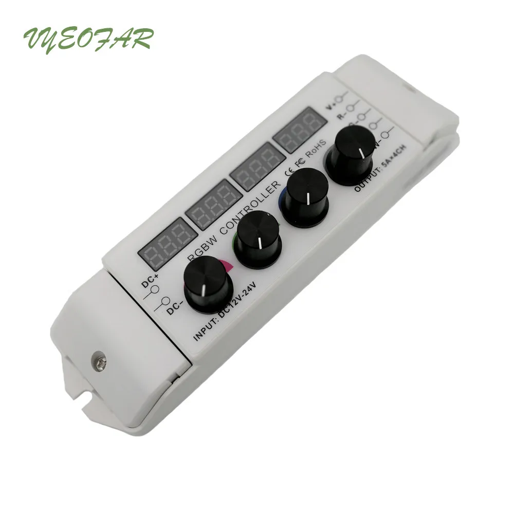 New Led RGB RGBW Strip Controller 5A*4CH 20A Output Multi Function Light Display 4 Channel 5050 3528 RGB RGBW Knob Controller