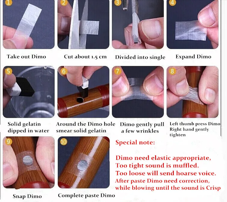 Wholesale Dimo special natural bamboo flute  Chinese Flute diaphragm dizi  and metal flauta membrane