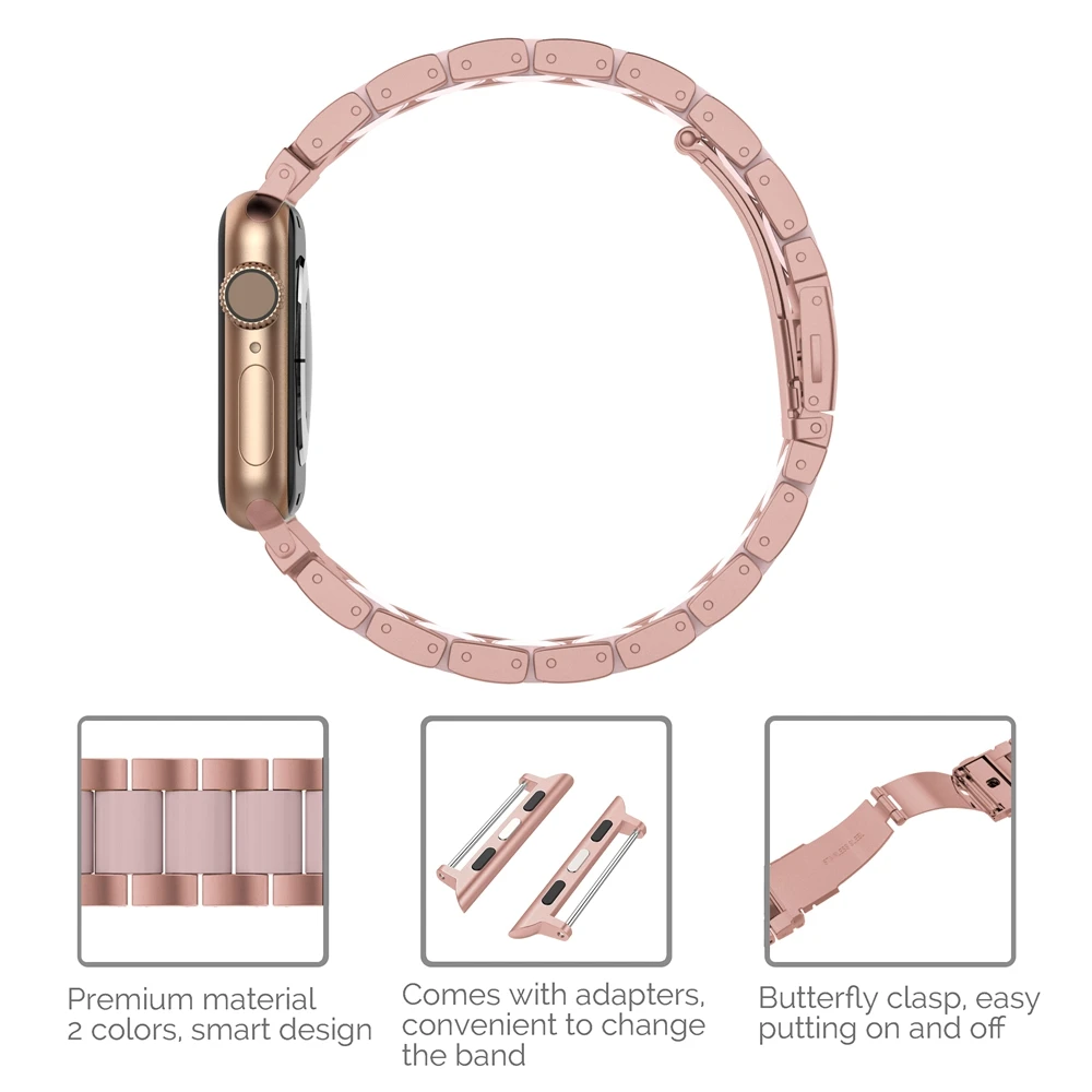 Wearlizer for Apple Watch Band Stainless Steel 40mm 41mm 45mm 44mm Butterfly Strap for Apple Watch Series 8 7 SE 6 5 4 3 2 1