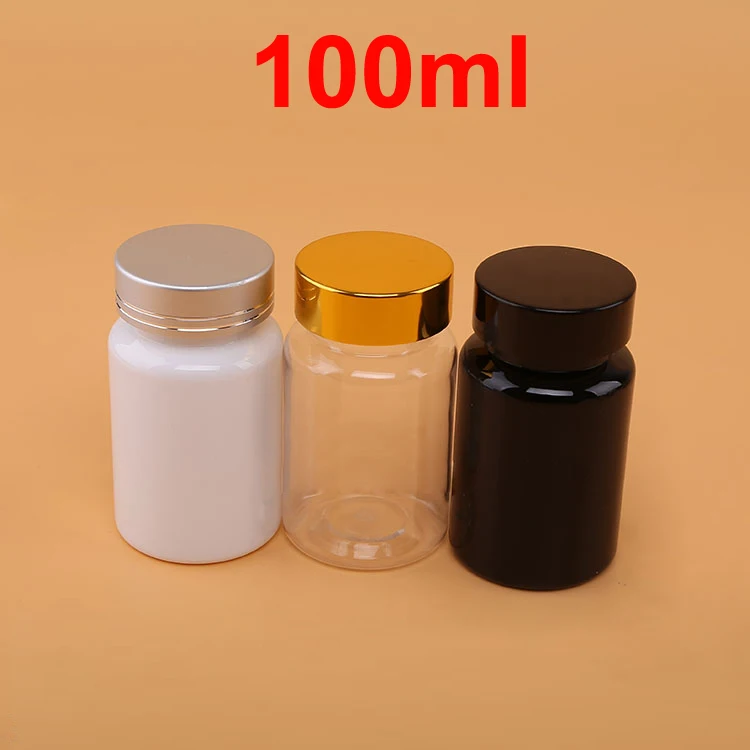 

(100pcs/lot) TOP Grade 100cc PET Bottles, Tablets / Capsules Bottles, 100ml Plastic Empty Medicine Bottle-- Metal Screw Cap