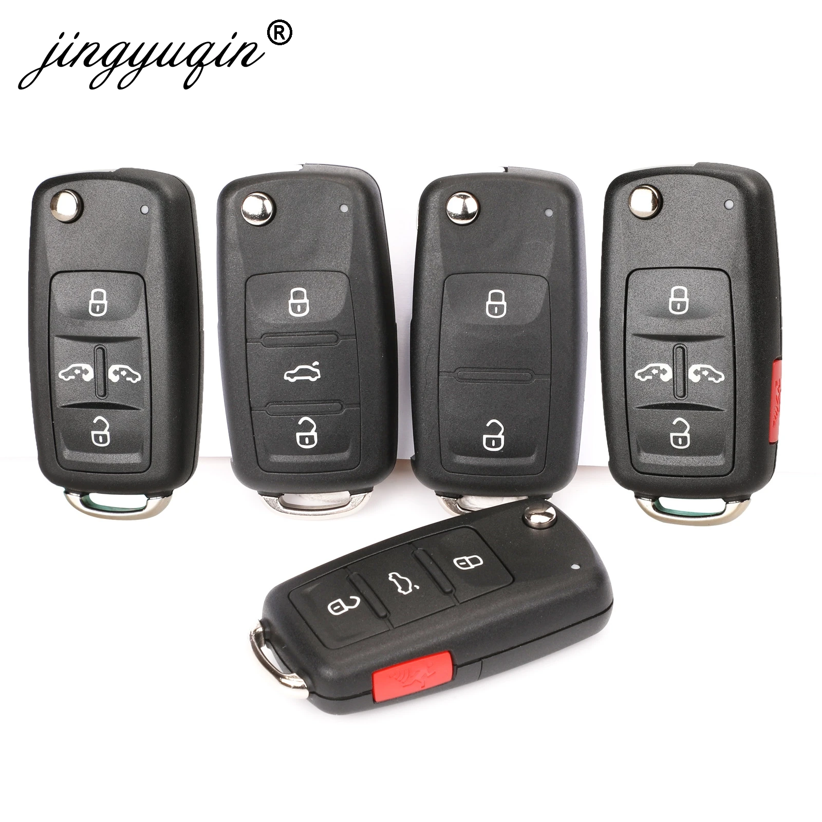 jingyuqin 2/3/4/5 Button Folding Remote Car Key Shell Flip Fob for VW Polo Golf MK6 Tiguan Touareg 202AD 202H 202Q