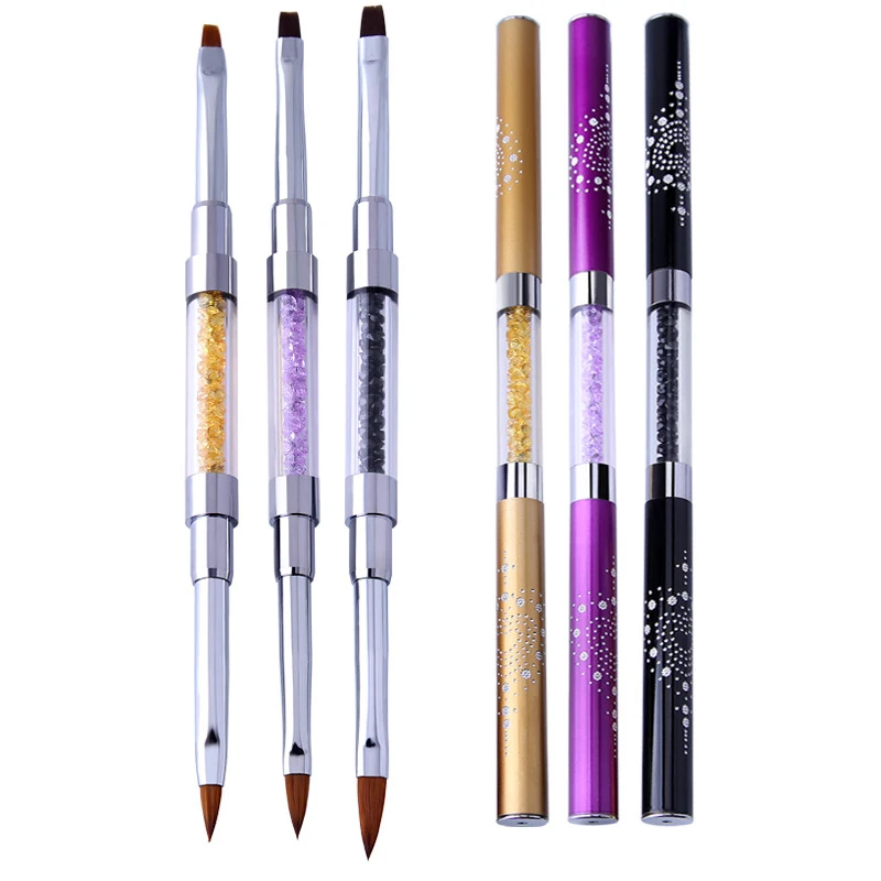 3 Colors Nail Tools Double-head Painted Drawing UV Gel DIY Brush Tool Nail Art double-headed painted crystal light therapy pen