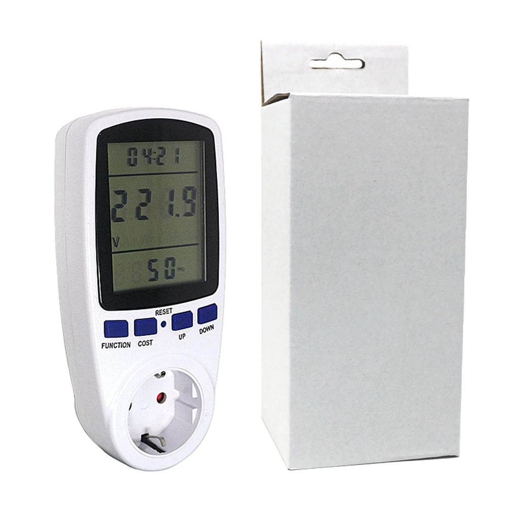 EU/BR/FR Plug Digital Wattmeter AC Power Meter Power Consumption Analyzer Electronic Power Energy Meter Measuring Outlet Socket