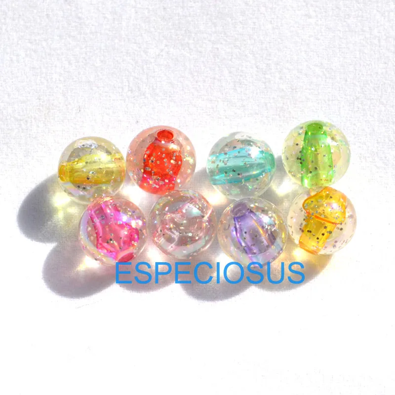 DIY Jewelry Accessory 10MM Acrylic Beads Transparent Shivering Spacer Mix Color Round Shape Mix Color Necklace Department 100pc