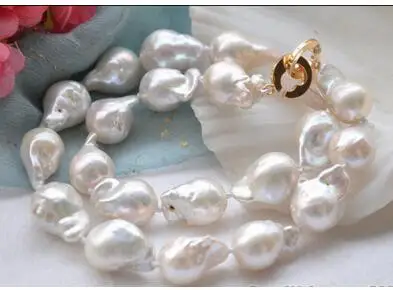 

Wholesale Lovely Women's Wedding Jewelry stunning Lustre 17" 20mm WHITE DRIP BAROQUE KESHI REBORN PEARL NECKLACE