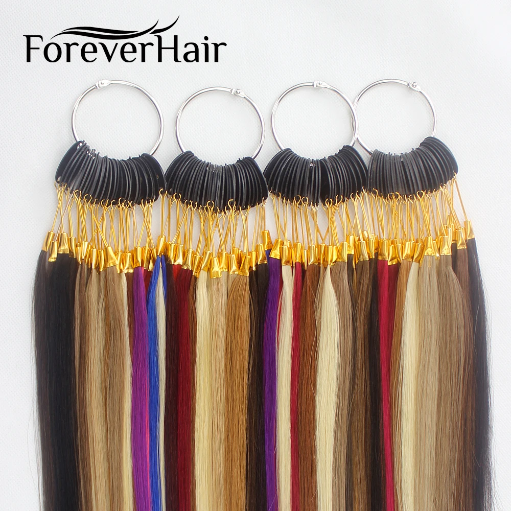 Forever Hair 100% Remy Human Hair Color Rings/ Color Charts 32 Colors Available Can Be Dyed For Salon Sample