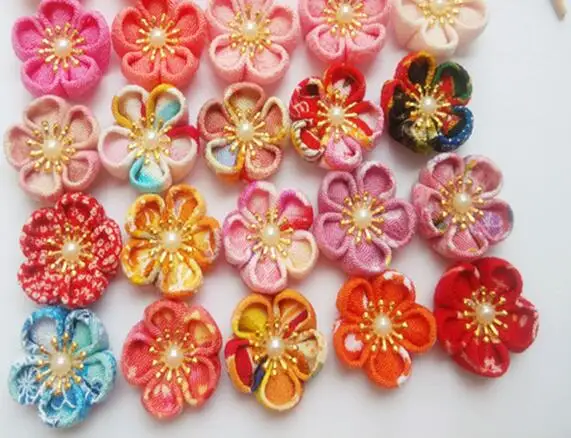 Handmade Japanese Wind Flower for Pet Dogs, Hair Accessories, Top Clip, Pumpkin Flower, Grooming Accessories