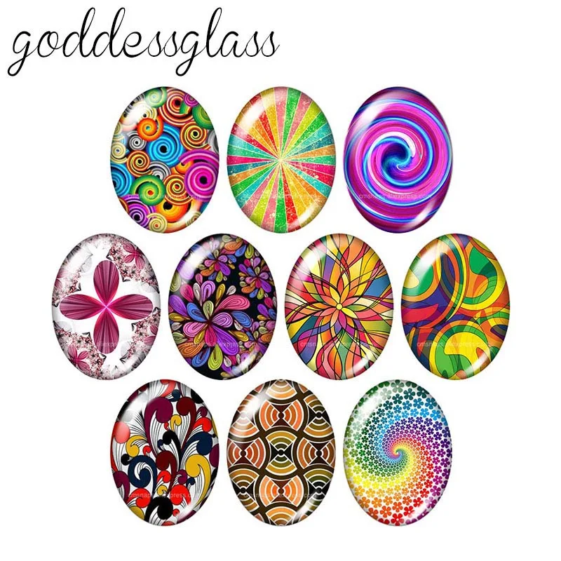 Beauty Rotating flowers patterns 13x18mm/18x25mm/30x40mm Oval photo glass cabochon demo flat back Making findings TB0002