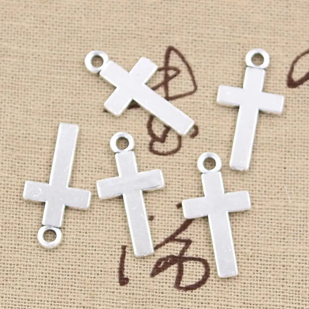 15pcs Charms Double Sided Cross 24x13mm Antique Making Pendant fit,Vintage Tibetan Bronze Silver color,DIY Handmade Jewelry