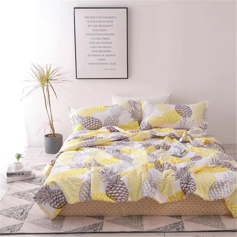 52Big Pineapple Printing Cotton Summer Air Conditioner Cool Thin Quilt Washed Comfortable Home Textile Bedding Comforters Duvets