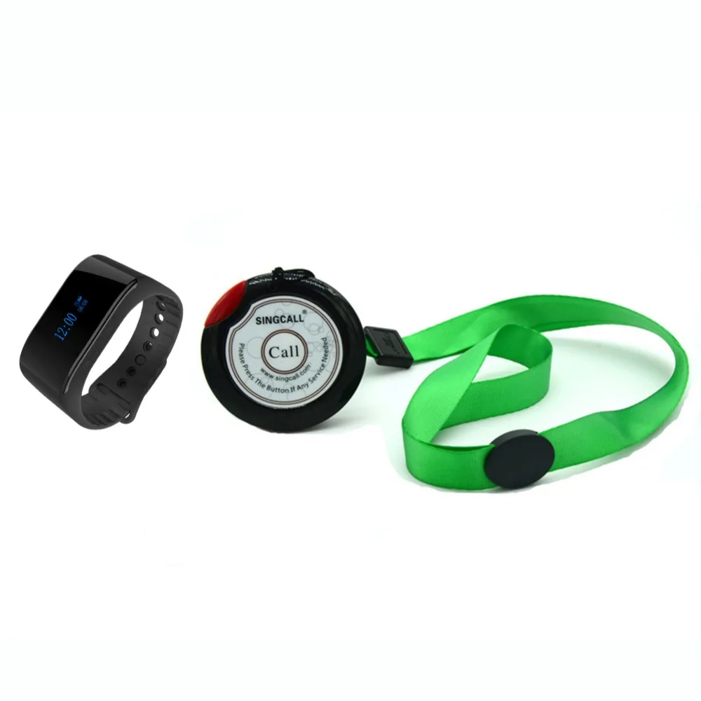 

SINGCALL Wireless Emergency Call System, Caring System 1 Wrist Nurse Calling Receiver and 1 Hanging Call Button