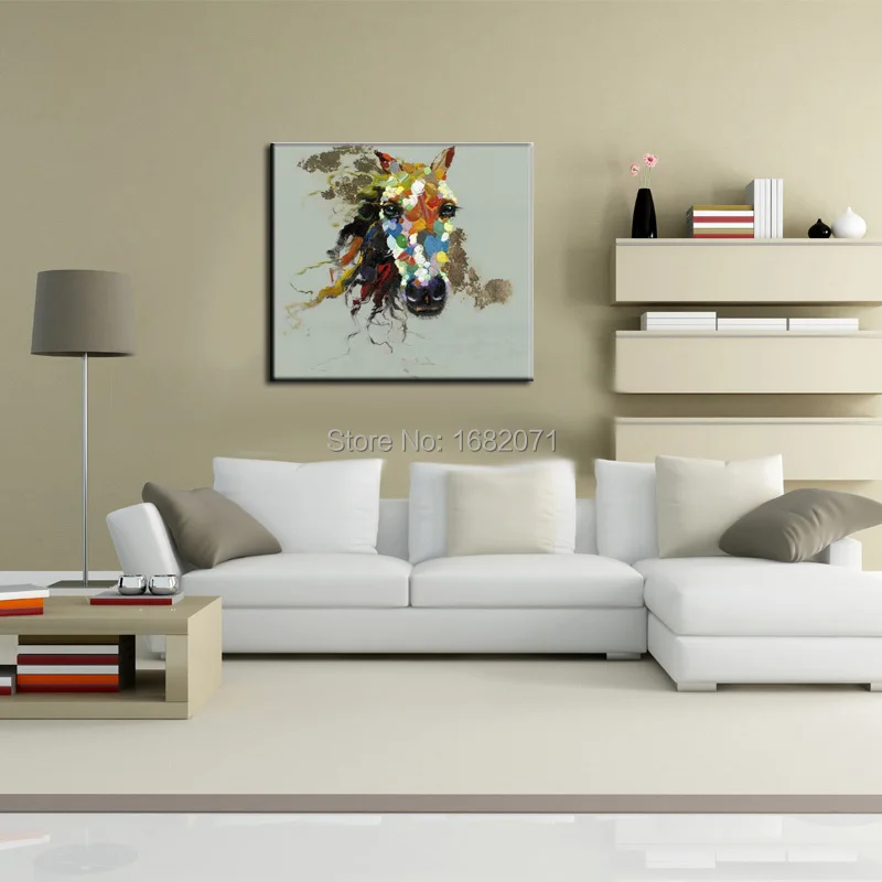 Wholesale High Quality Abstract Horse Head Oil Painting On Canvas Handmade Horse Painting For Room Wall Decoration