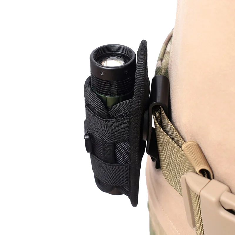 Tactical Flashlight Portable 360 Degrees Rotatable Clip Pouch Outdoor Sport Hunting Torch Nylon Holster For Belt Molle Bag