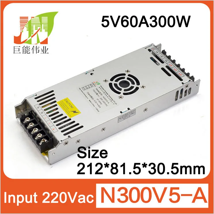 5V60A300W Ultra-thin LED display power supply, Size:212x83x30, Indoor and outdoor full-color P10 P16  LED display power supply