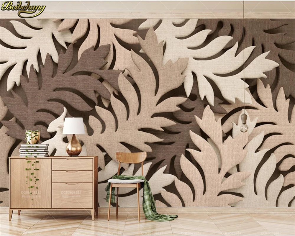 beibehang Custom photo wallpaper mural creative 3d leaf brown cloth Nordic TV background wall papers home decor papel de parede