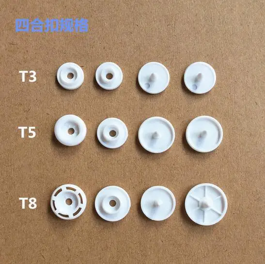 1000set White/Black Kam snap Button T3 T5 T8 Wholesale Complete Sets KAM Snaps Press Poppers Resin Snaps Fasteners