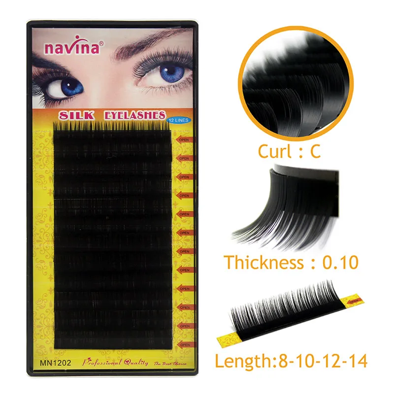 1 ถาด Navina Pro 0.15C Curl (8/10/12/14 มม.) ขนตาปลอมธรรมชาติขยายเครื่องมือแต่งหน้า Soft Fake Eye Lashes สำหรับ Eye Beauty