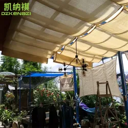 Custom Size Waterproof HDPE Manual Sliding Roof Retractable Sun Shade Sail Wave Drop Shade Cover Shade Net Awning for Patio Deck