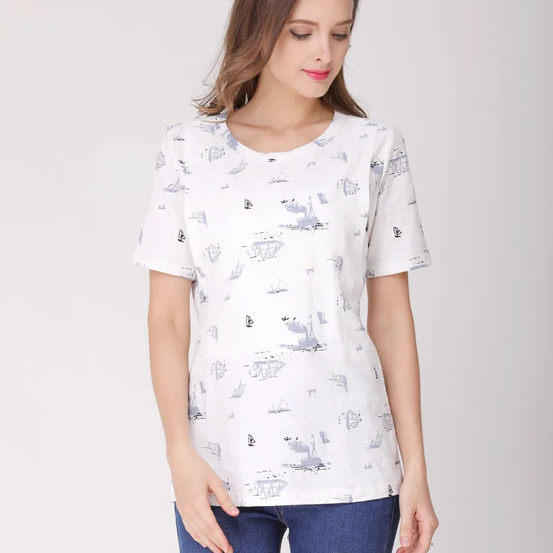 

Summer Short Sleeve Maternity Clothes T-shirt Lactation Tops for Postpartum Women Breastfeeding Shirts Pregnant Women Tees