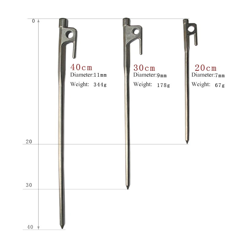 ShineTrip Camping tent pegs 304 stainless steel pegs tent Accessories 20cm,30cm,40cm suitable for large tent and sunshelter