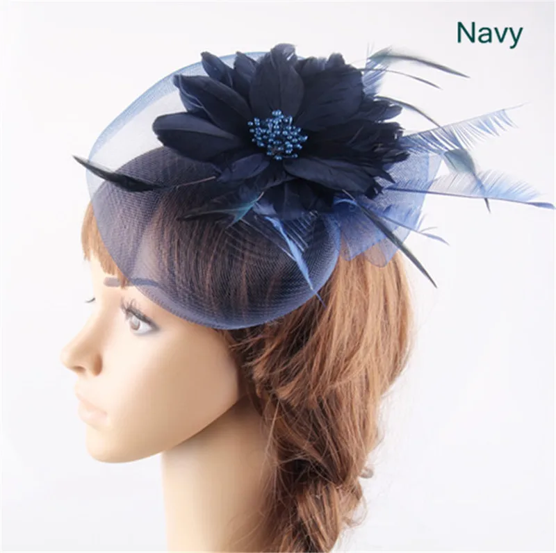 Crinoline Fascinator with Feather Flower Bridal Hair Accessories Fashion as Wedding Headwear Party Hats Multiple Colors Select